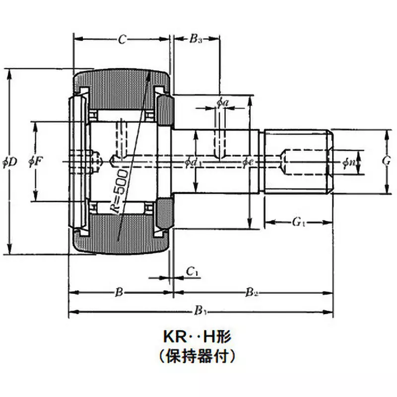 NTN Cam Follower With Cage (With Hexagon Socket) 90 mm Outer Diameter and 35 mm Width, KR90XLLH