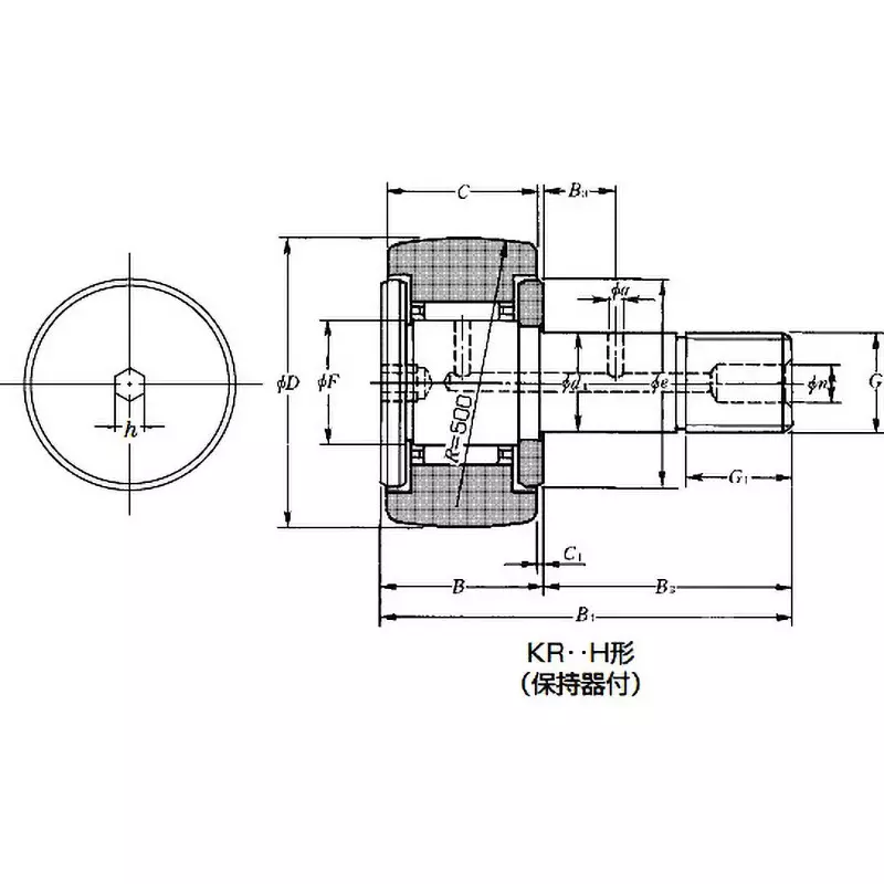 ntn-cam-follower-with-ntn-cage-with-hexagon-socket-52-mm-outer-diameter-and-24-mm-width-kr52h3as