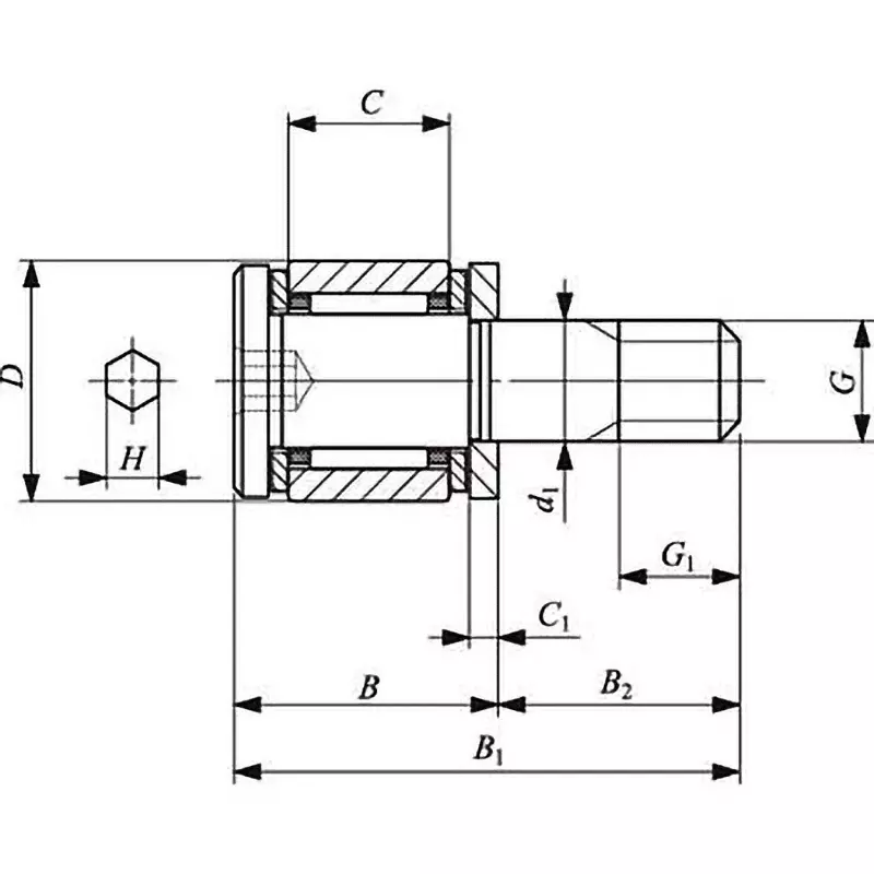 IKO Miniature Cam Follower With Thrust Washer CFS-W (with Cage) Carbon steel 8 mm Outer Diameter and 5 mm Width, CFS4W