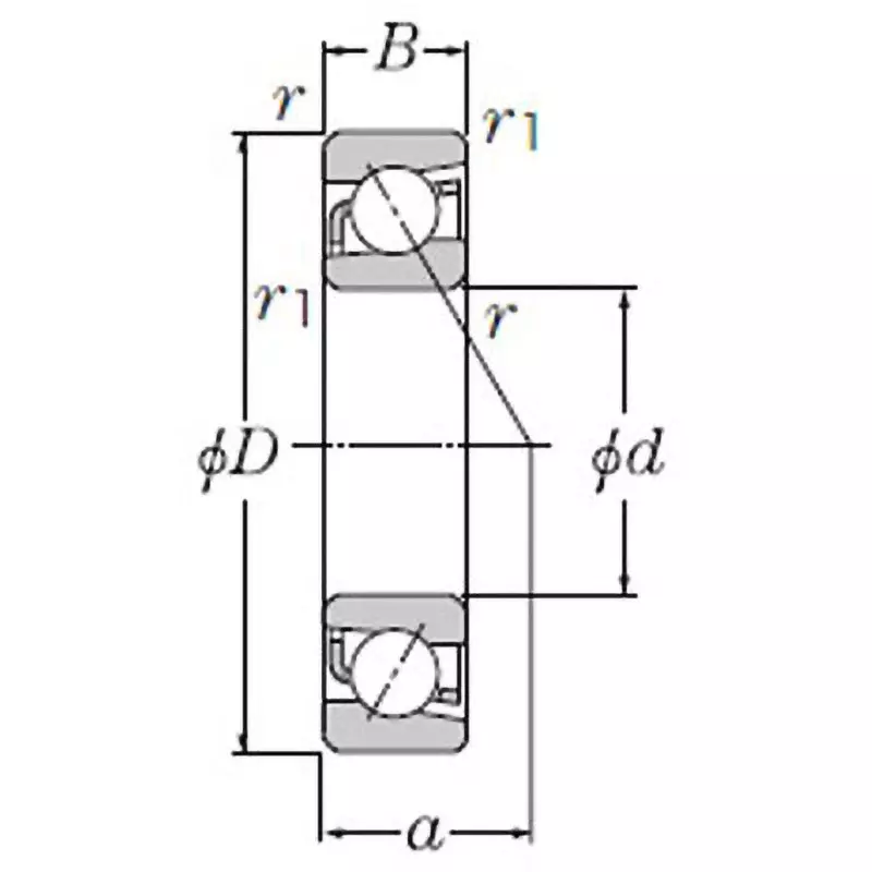 NTN Angular Contact Ball Bearing + 7000U Type 60x95 mm Diameter and 18 mm Width B, 7012UCG/GNP5