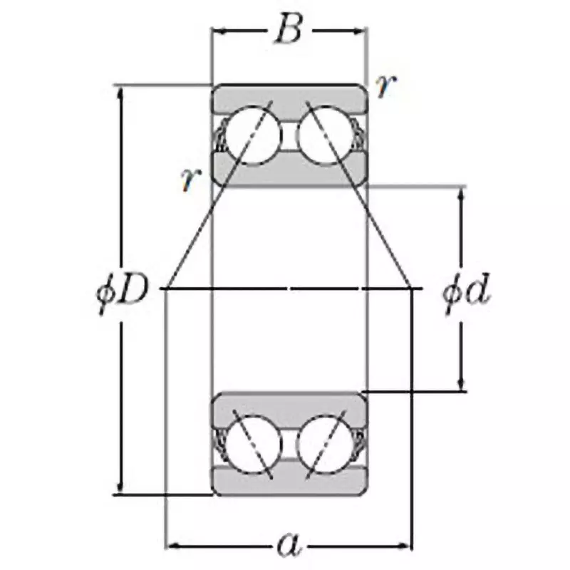 NTN Double Row Angular Contact Ball Bearing 5200 Type 50x90 mm Diameter, 5210SL1