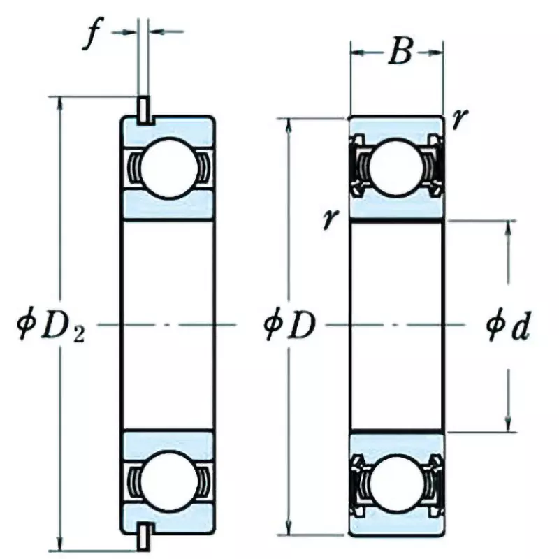 NSK Deep Groove Ball Bearings 6200 Series DD With Retaining Ring 35x72 mm Diameter and 17 mm Width B, 6207DDNR