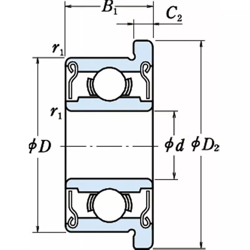 NSK Flanged Small Diameter Ball Bearing 8x22 mm Diameter, F608ZZ