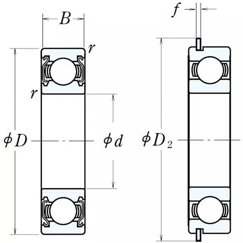 NSK Deep Groove Ball Bearings 6200 Series ZZ With Retaining Ring 55x100 mm Diameter and 21 mm Width B, 6211ZZNR