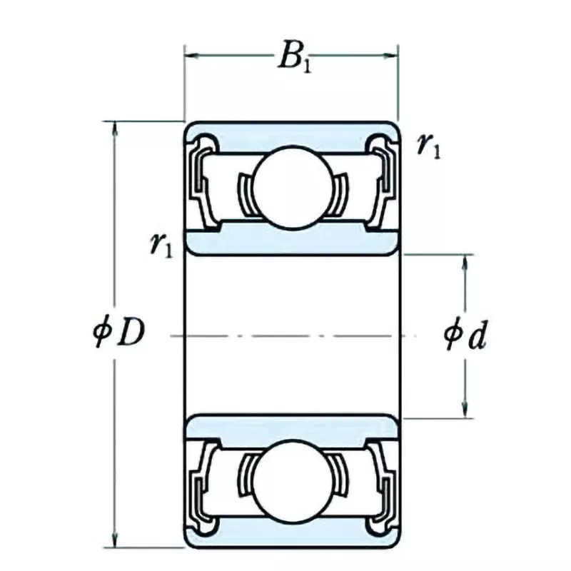 NSK Miniature Ball Bearing Contact Type Sealed Bearing 9x26 mm Diameter, 629DD