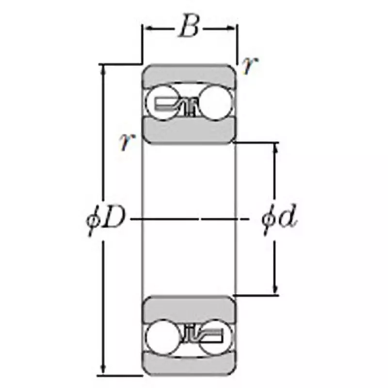 NTN Self-Aligning Ball Bearing +2200 Type 25x52 mm Diameter and 18 mm Width B, 2205SC3