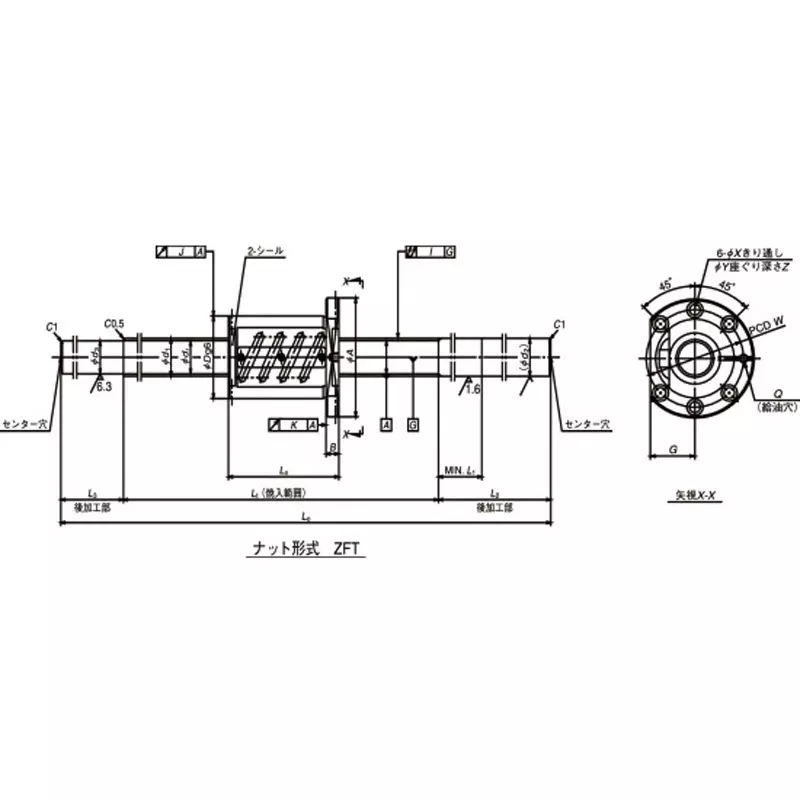 nsk-standard-ball-screw-unmachined-shaft-end-machine-tool-ss-6-mm-lead-w3210ss-1p-c5z6