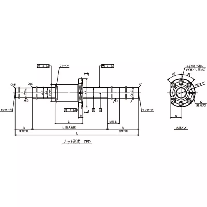 nsk-standard-ball-screw-unmachined-shaft-end-machine-tool-ss-5-mm-lead-w2812ss-2z-c5z5