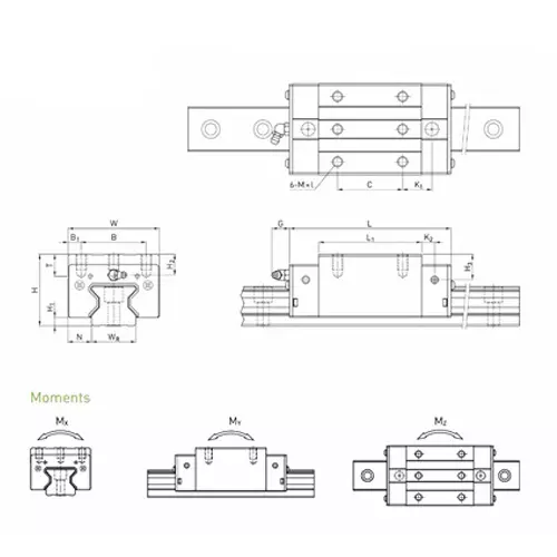 HIWIN Linear Guide Block 90 mm 12.13 Kg, RGH 65 HA ZAH