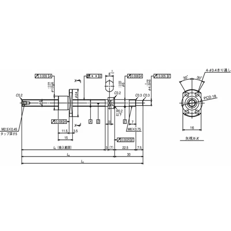 nsk-standard-ball-screw-shaft-end-finished-product-miniature-ma-25-mm-lead-w1203ma-3py-c3z25