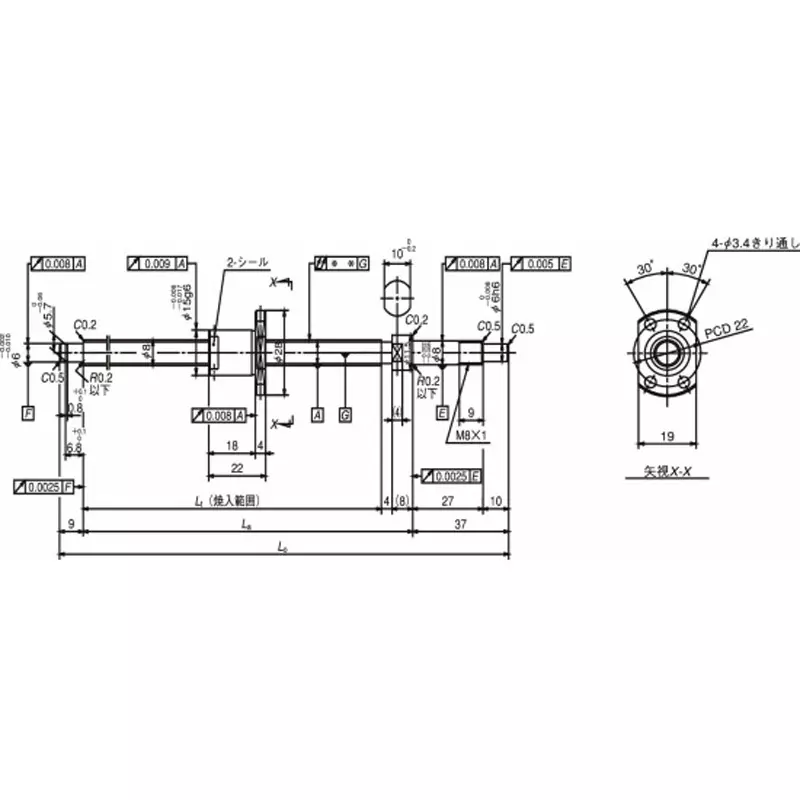nsk-standard-ball-screw-shaft-end-finished-product-miniature-ma-25-mm-lead-w1203ma-3py-c3z25