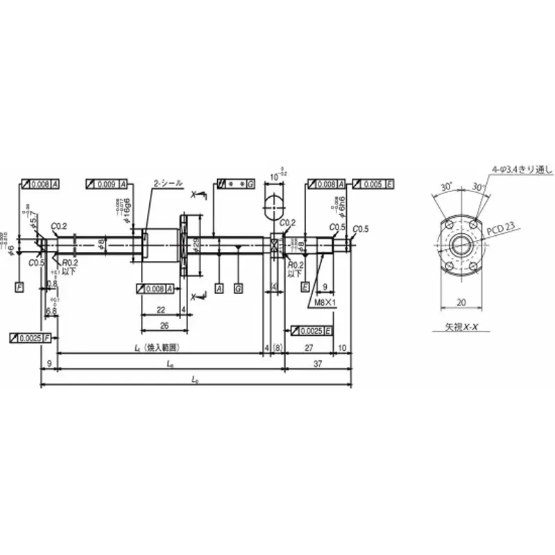 nsk-standard-ball-screw-shaft-end-finished-product-miniature-ma-25-mm-lead-w1203ma-3py-c3z25