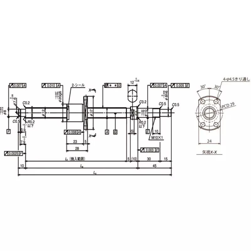 nsk-standard-ball-screw-shaft-end-finished-product-miniature-ma-25-mm-lead-w1203ma-3py-c3z25