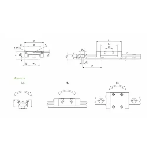 HIWIN Linear Guide Block 9 mm 20 g, MGW 7 H