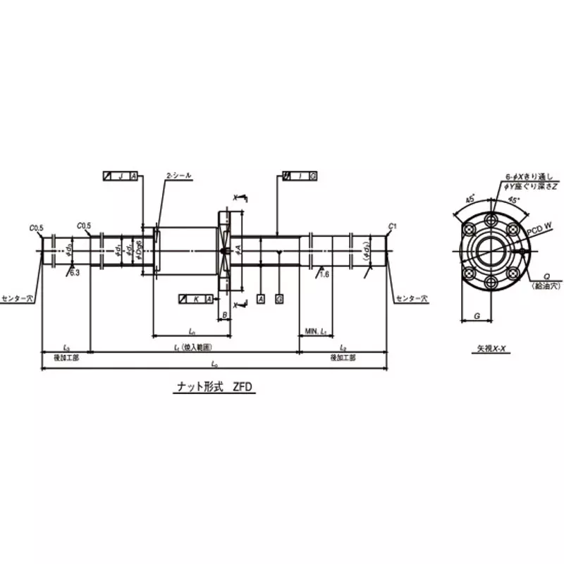 nsk-standard-ball-screw-unfinished-shaft-end-machine-tool-ss-5-mm-lead-w3206ss-6zy-c5z5