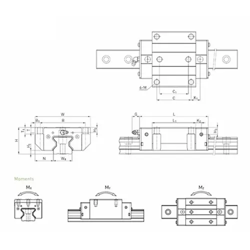 HIWIN Linear Guide Block 90 mm 11.63 Kg, RGW65CC ZAH