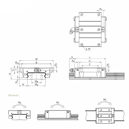 HIWIN Linear Guide Block 35 mm 1.26 Kg, WEW35CC Z0C
