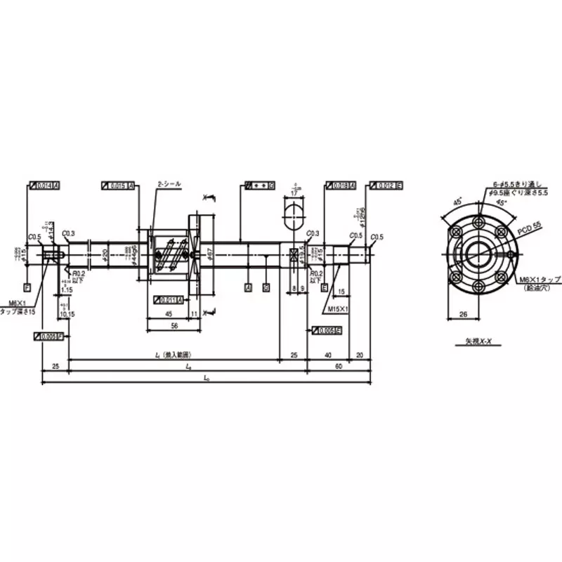 nsk-standard-ball-screw-shaft-end-finished-machine-tool-sa-5-mm-lead-w2807sa-1p-c5z5