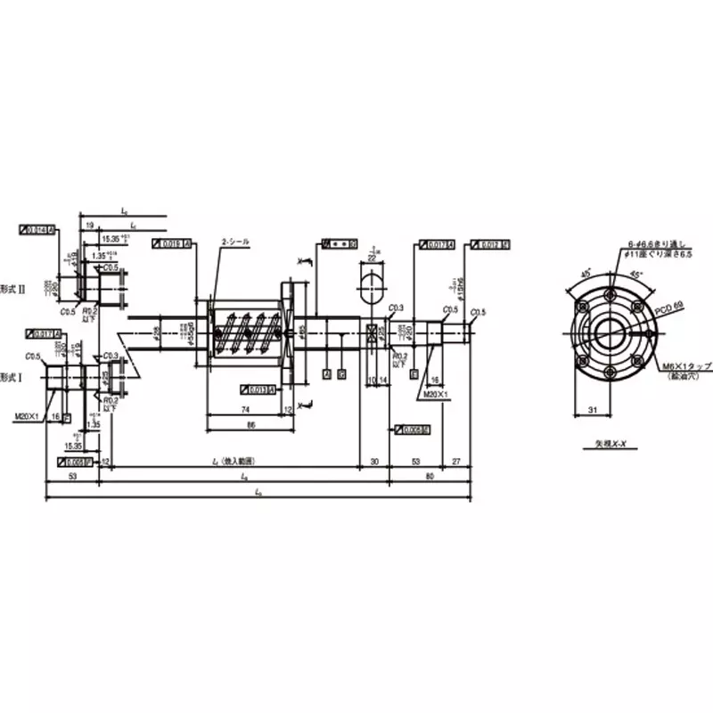 nsk-standard-ball-screw-shaft-end-finished-machine-tool-sa-5-mm-lead-w2807sa-1p-c5z5