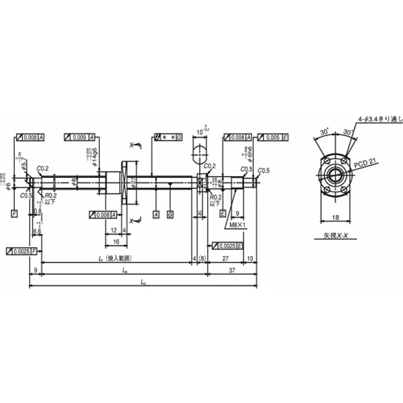 nsk-standard-ball-screw-shaft-end-finished-product-miniature-ma-1-mm-lead-w0801ma-3py-c3z1