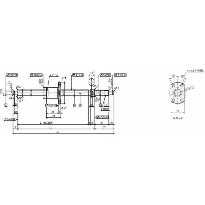 nsk-standard-ball-screw-shaft-end-finished-product-miniature-ma-1-mm-lead-w0801ma-3py-c3z1