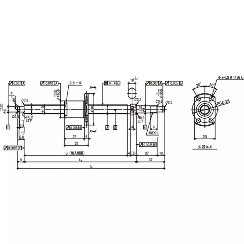 nsk-standard-ball-screw-shaft-end-finished-product-miniature-ma-1-mm-lead-w0801ma-3py-c3z1