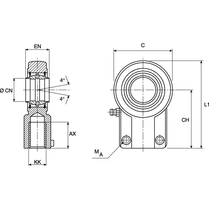 Bosch Rexroth CDL1 Rod End Bearing, 25 mm Bore, Female Connection Gender, R900323332