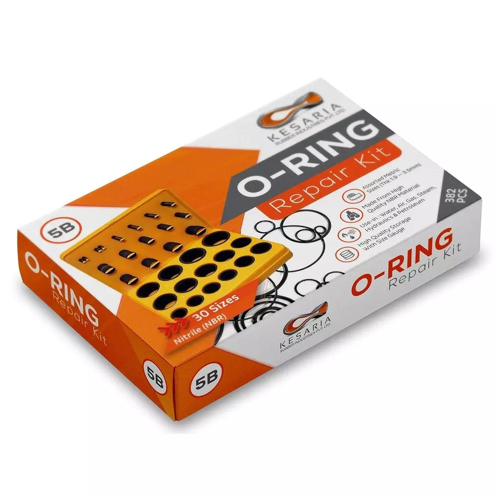 Kesaria O-Ring Repair Kit with Box Nitrile Rubber -30°C to +120°C Leak Proof Black for Plumbing, Machine & Geyser Repair, 5B