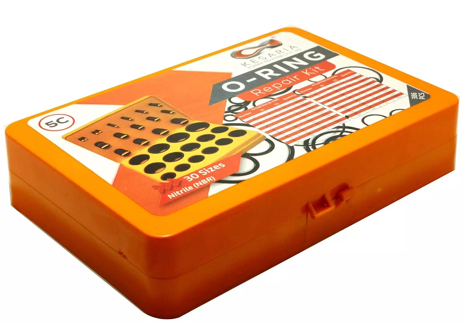 Kesaria O-Ring Repair Kit with Box Nitrile Rubber -40°C to +120°C Leak Proof Black for Plumbing, Machine & Geyser Repair, 5C