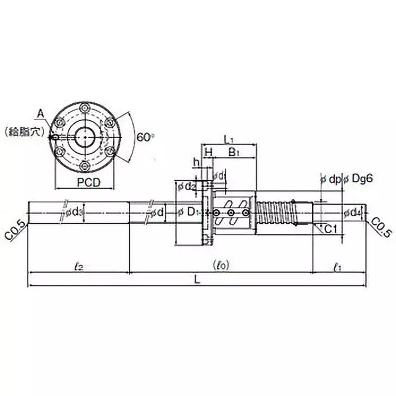 Thk BNF Type Precision Ball Screw 93 mm Outer Dia, BNF5010-5RRG1+1300LC5A