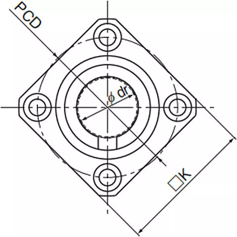 thk-inlay-flange-type-linear-bushing-28-mm-outer-dia-square-flange-lmik16luu