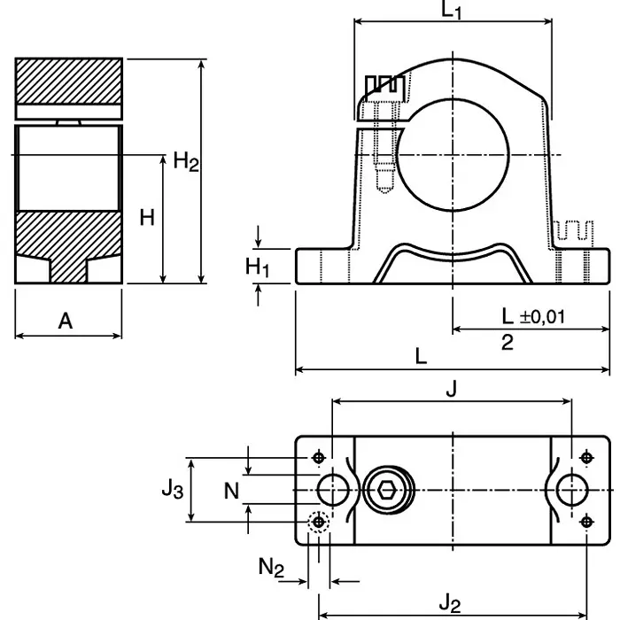 Ewellix Linear Shaft Support Bearing Housing 88 x 30 x 63 mm, LSCS 30