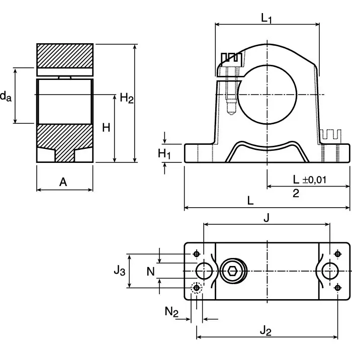 Ewellix Linear Shaft Support Bearing Housing 52 x 12 x 32.5 mm LSCS 12, LSCS 12