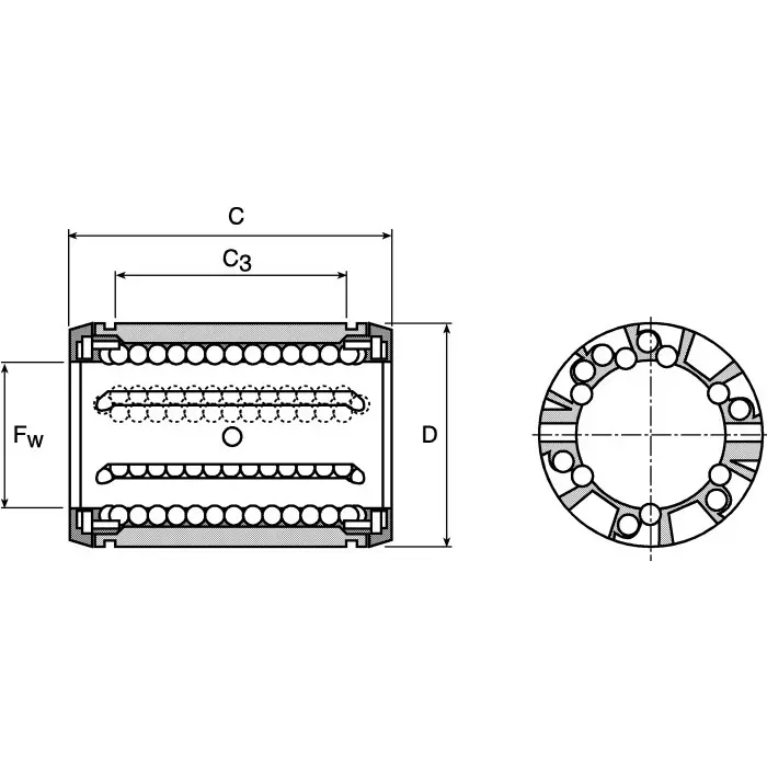 Ewellix Bearing with 40 mm Outside Diameter, LBCR25 D-2LS