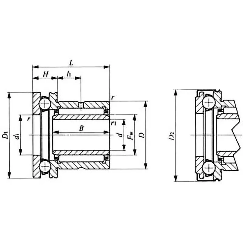 IKO Needle Bearing With Thrust Ball Bearing Naxi 7x19 mm Diameter and 16 mm Width B, NAXI723