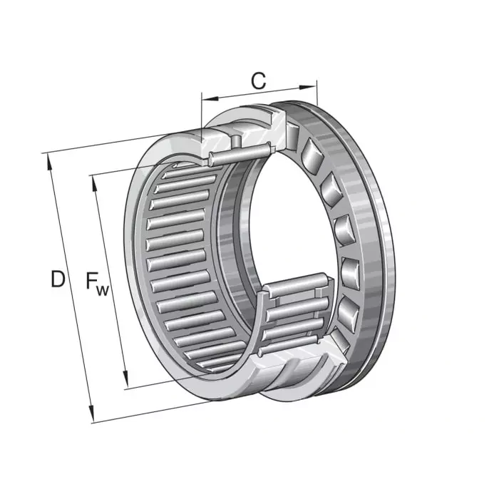 INA 25 mm I.D Needle Roller Bearing, 37 mm O.D, NKXR25-XL