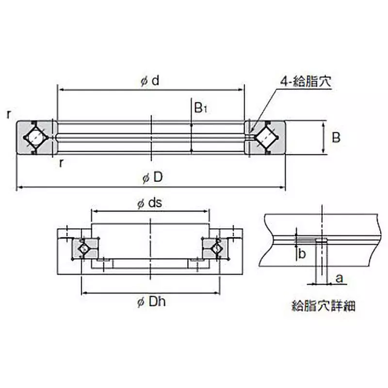 Thk RE Type Cross Roller Ring 360 mm Outer Dia 178 kN Basic Static Load, RE30025UUCC0