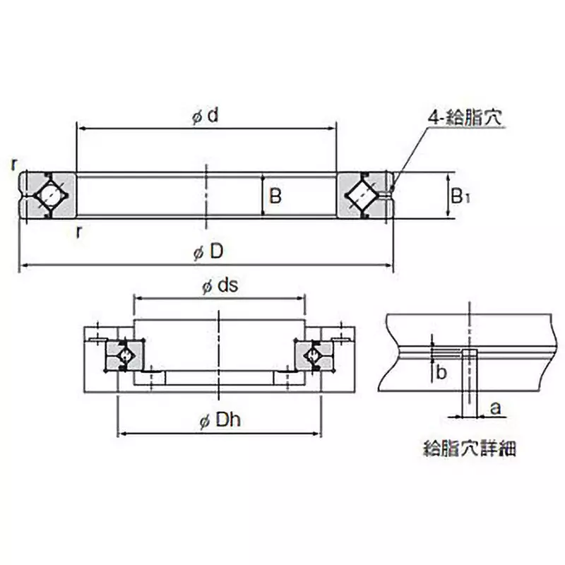 Thk RB Type Cross Roller Ring 1500 mm Outer Dia 3970 kN Basic Static Load, RB1250110C0