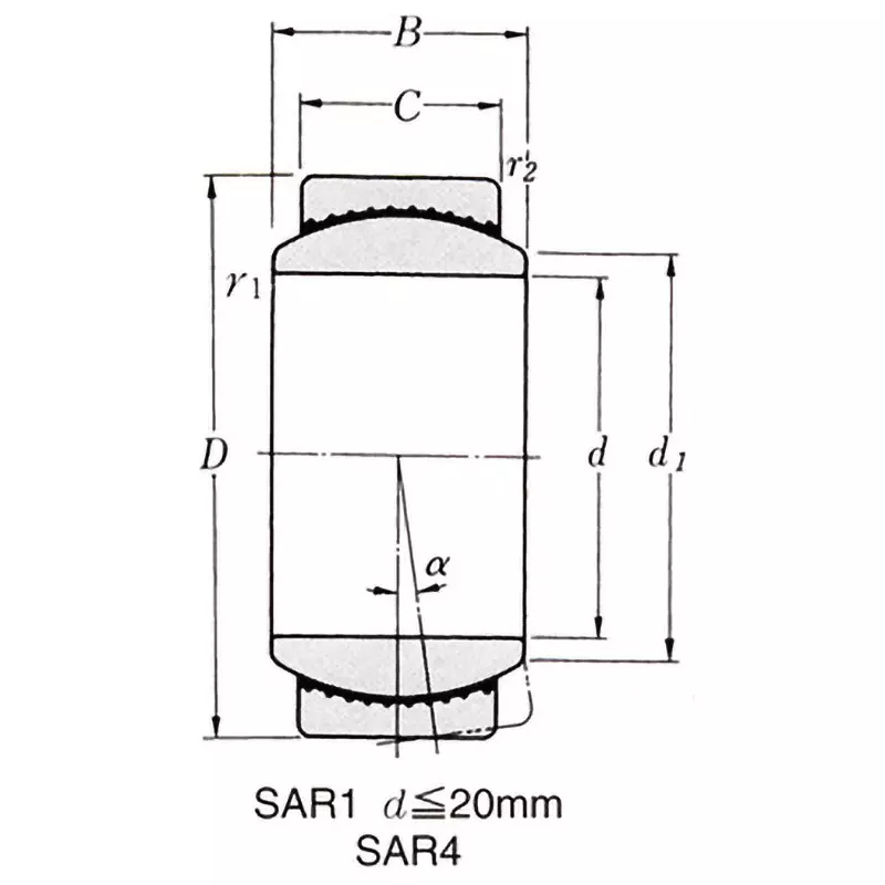 NTN Spherical Plain Bearing (Spherical Bush) SAR type 45x72 mm Diamater, SAR4-45