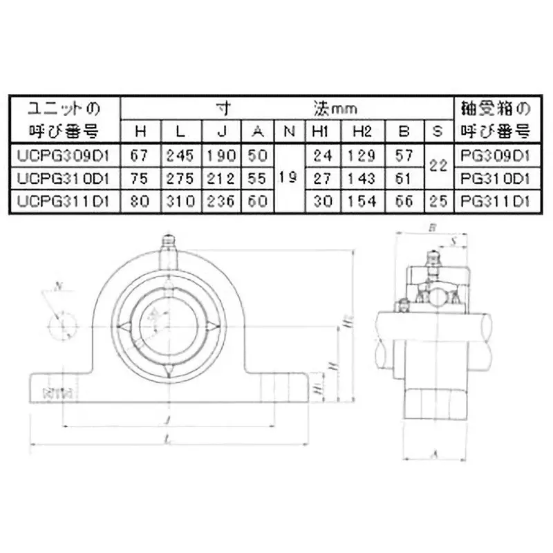 NTN Bearing Unit Pillow Type Unit Made of Rolled Steel for General Structure 50 mm Shank Diameter, UCPG310D1