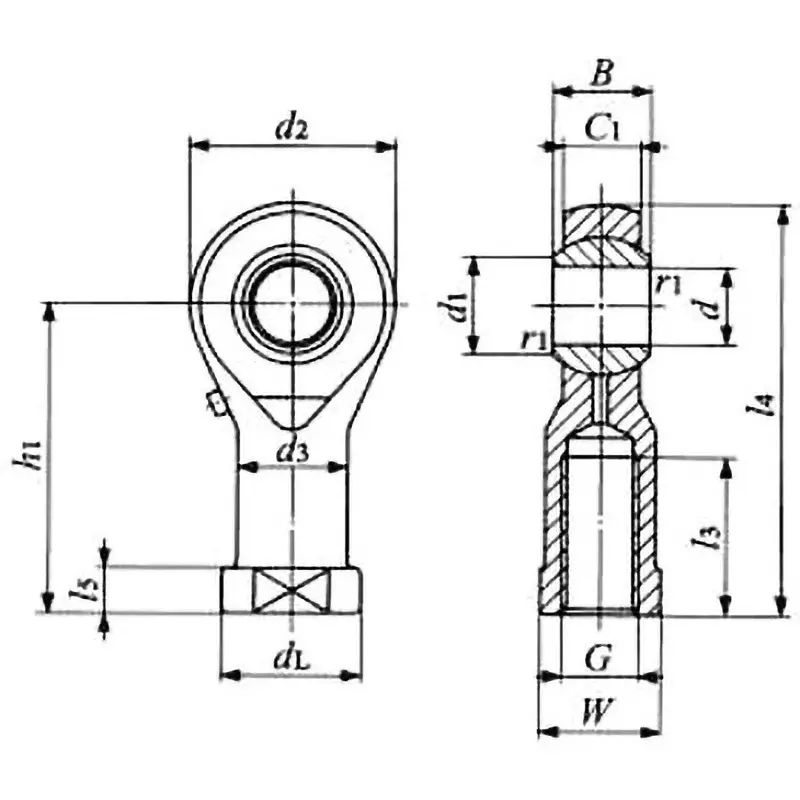 IKO Pillow Ball Rod End PHSA (Die-Cast, With Female Thread) M6x1 mm Thread, PHSA6L