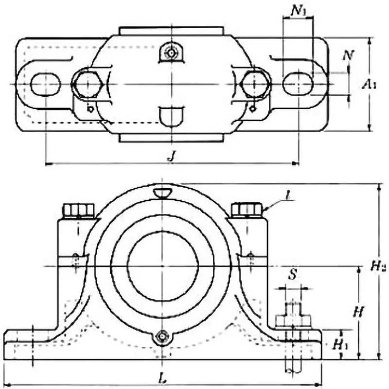 NTN Plummer Block Split Type SNZ3 Different Diameter SNZ307, (Rubber Seal) D2 Side / ZF7: D3 Side / ZF10 Nominal No., SNZ307L1