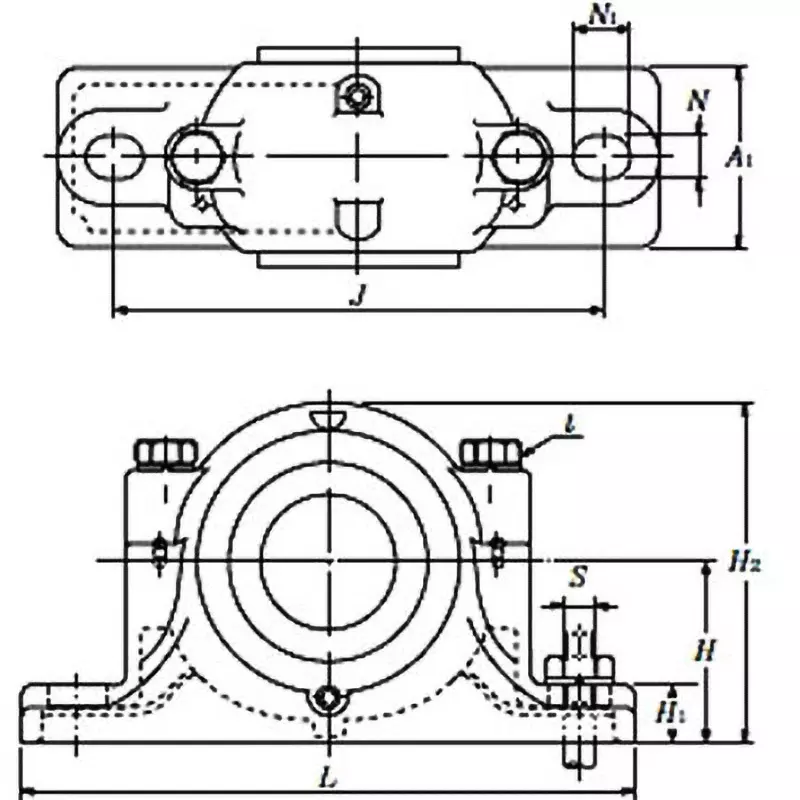 ntn-plummer-block-split-type-snz3-different-diameter-snz307-rubber-seal-d2-side-zf7-d3-side-zf10-nominal-no-snz307l1
