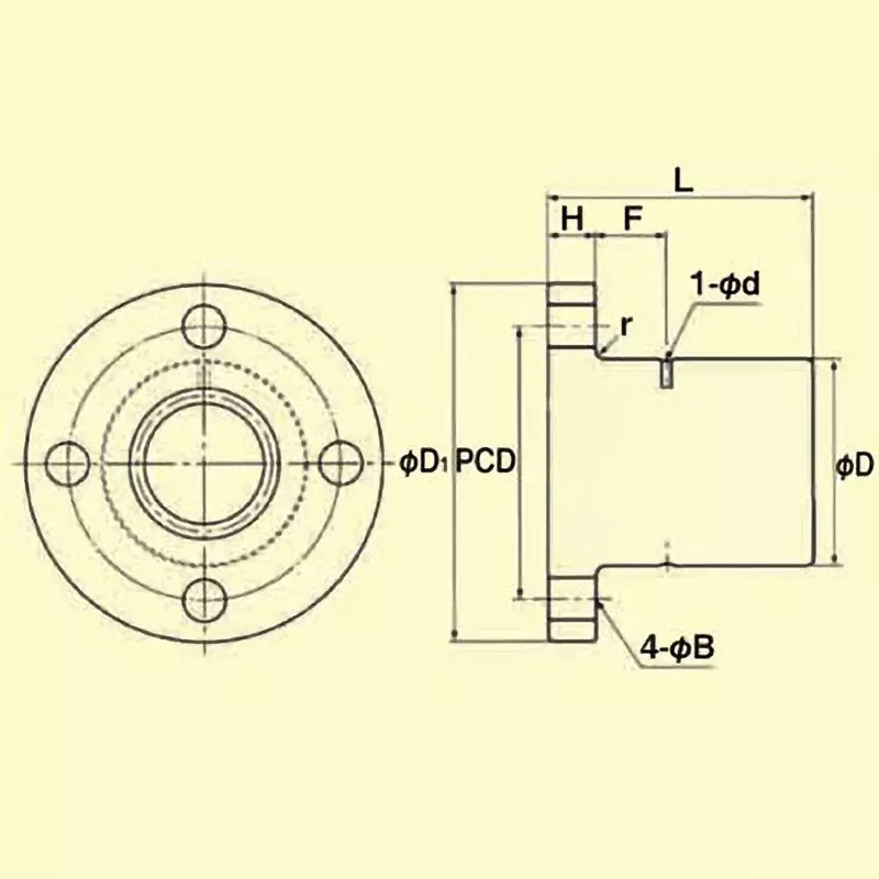 thk-screw-nut-30-trapezoidal-flange-type-58-mm-outer-dia-zinc-alloy-dcm-40