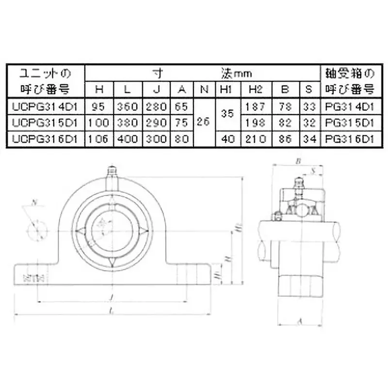 NTN Bearing Unit Pillow Type Unit Made of Rolled Steel for General Structure 75 mm Shank Diameter, UCPG315D1
