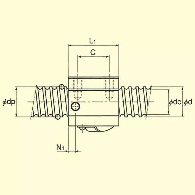 Thk Rolled Ball Screw Shaft Φ25 mm Outer Dia Right Direction, TS 2505+500L