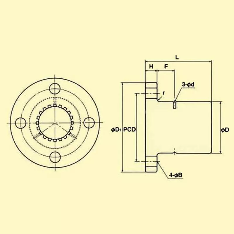 thk-spline-nut-flange-type-52-mm-outer-dia-zinc-alloy-dpm-3544