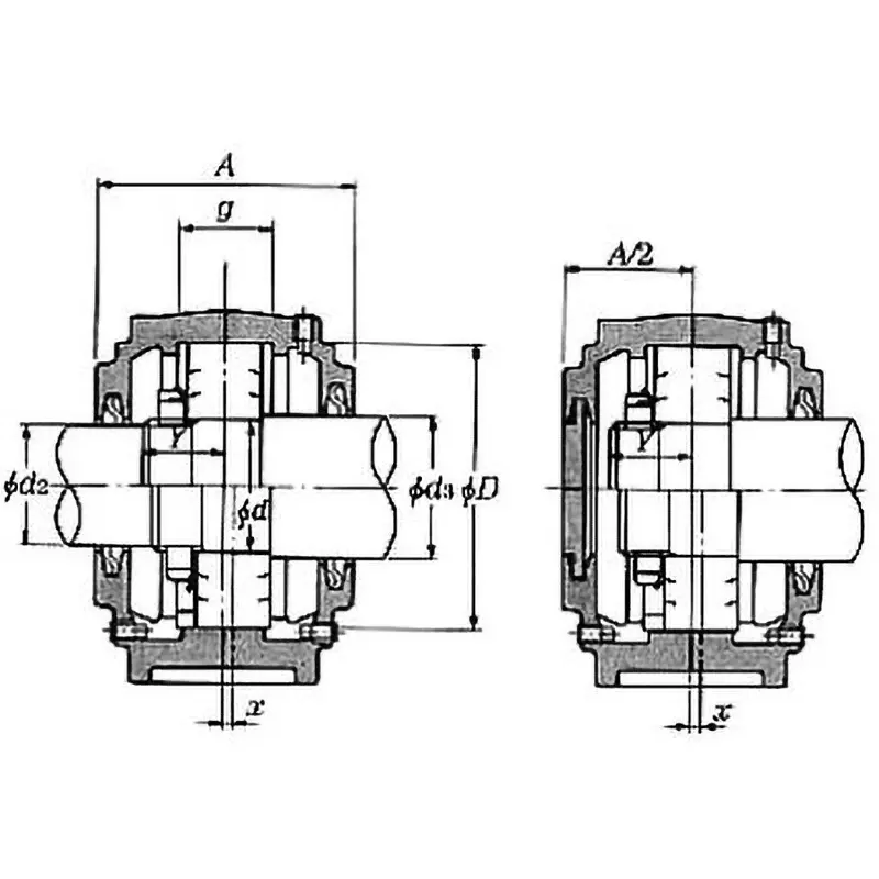ntn-plummer-block-split-type-snz3-different-diameter-snz310-rubber-seal-d2-side-zf10-d3-side-zf13-nominal-no-snz310l5