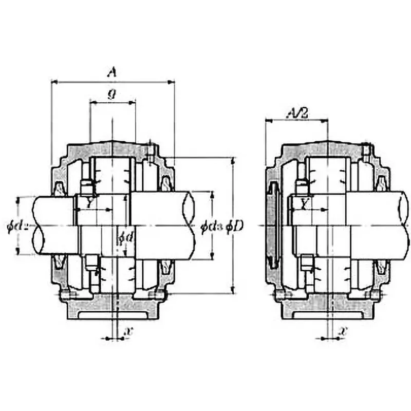 ntn-plummer-block-split-type-snz2-different-diameter-snz218-rubber-seal-d2-side-zf18-d3-side-zf22-nominal-no-snz218l1