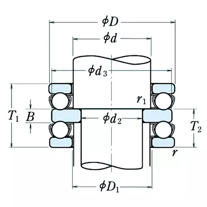 NSK Double Thrust Ball Bearing Type 52300 High Carbon Chromium Steel 80 x 140 mm Diameter, 52316